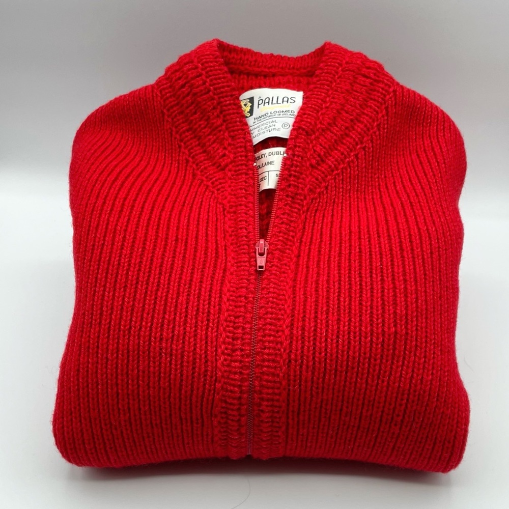 Vintage Pallas Irish Wool Cardigan Sweater Red Medium EUC - Picture 17 of 17